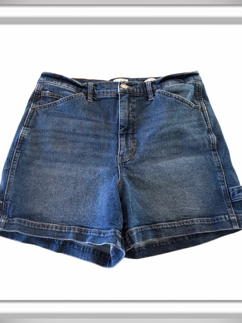 Wonder High Rise Carpenter Jean Shorts Size 10 Stretch